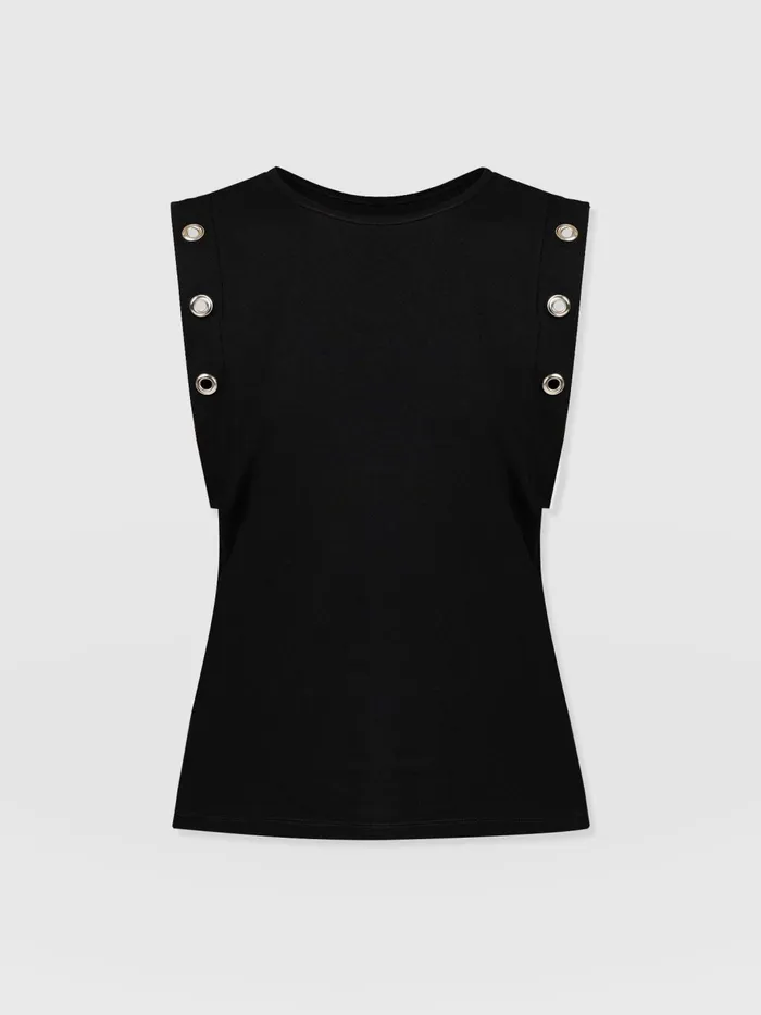 Saint And Sofia TShirts and Tanks Women Rowan Tee 8211 Black Eyelet Black Eyelet