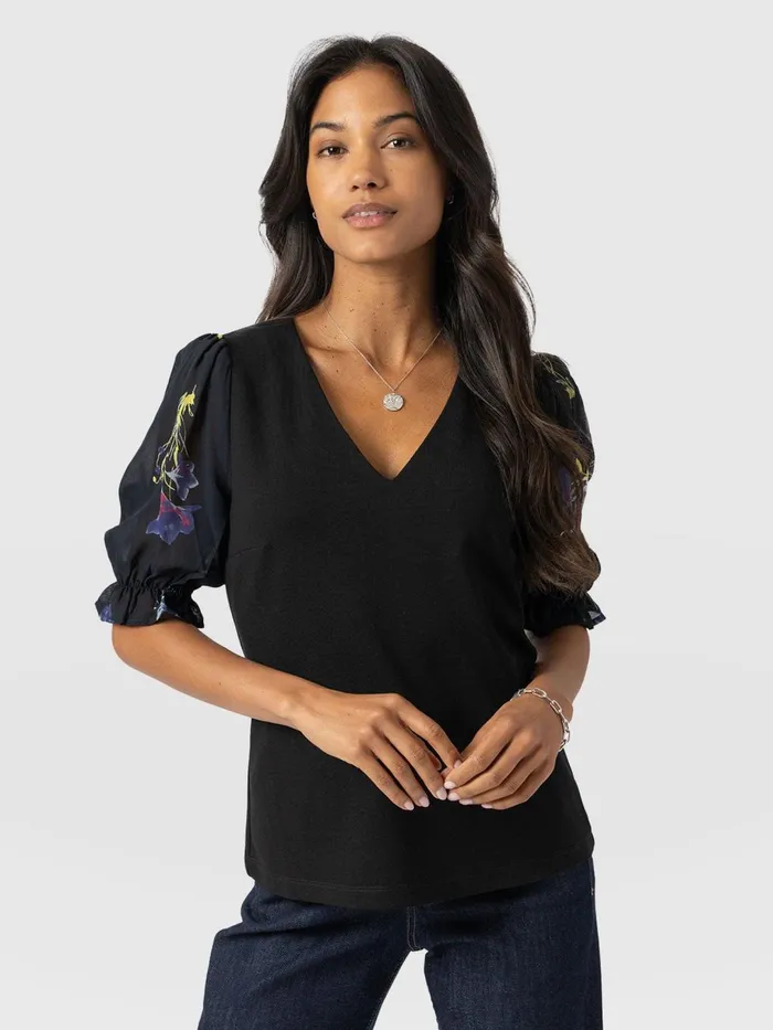 Saint And Sofia TShirts and Tanks Women Tori Puff Sleeve Top 8211 Blue Lily Gardens Blue Lily Gardens Saint And Sofia TShirts and Tanks Women Tori Puff Sleeve Top 8211 Blue Lily Gardens Blue Lily Gardens