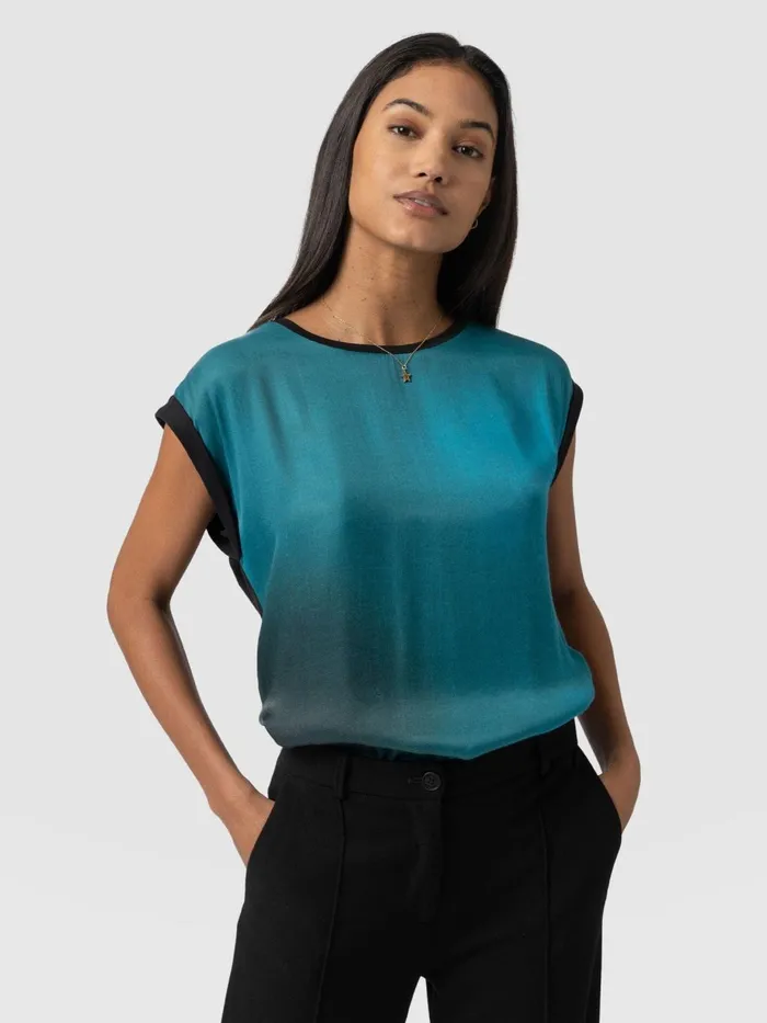 Saint And Sofia TShirts and Tanks Women Turn Up Contrast Tee 8211 Blue Coral Blue Coral Saint And Sofia TShirts and Tanks Women Turn Up Contrast Tee 8211 Blue Coral Blue Coral