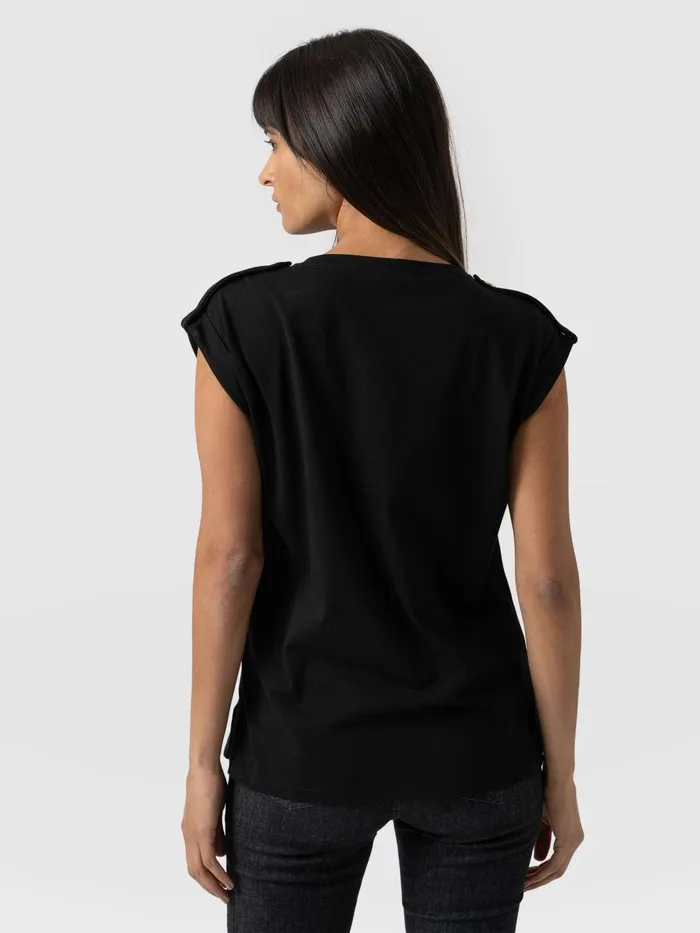Saint And Sofia TShirts and Tanks Women Turn Up Tee 8211 Black Lightning Black Lightning