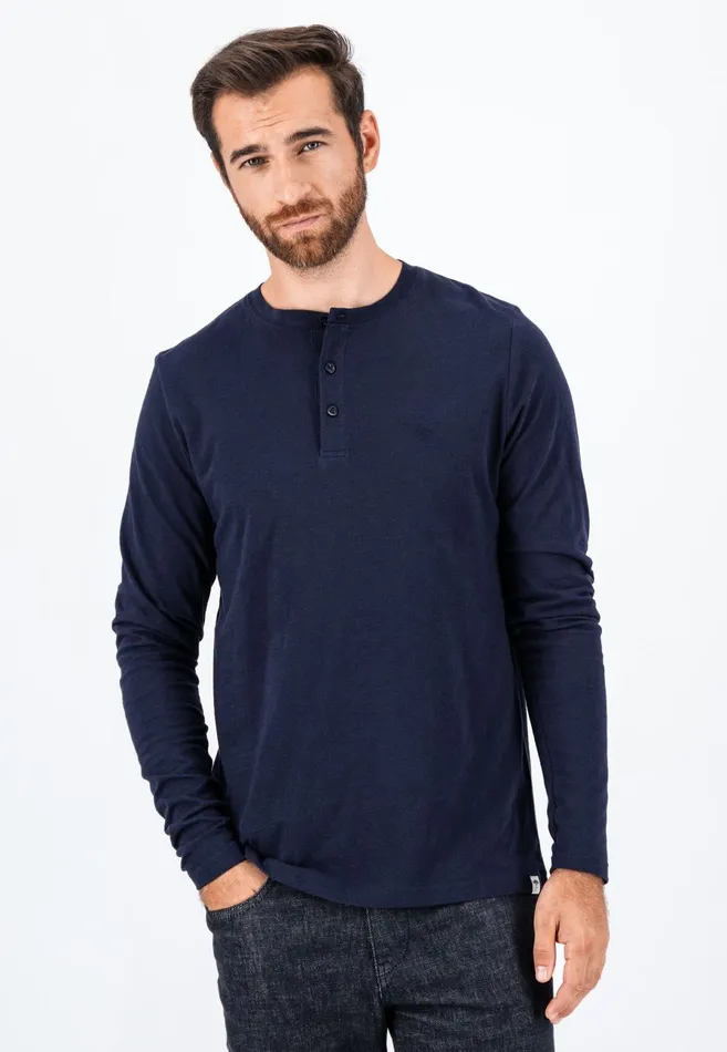 Sale Men FYNCHHATTON Henley Shirt Made Of Cotton Navywhite