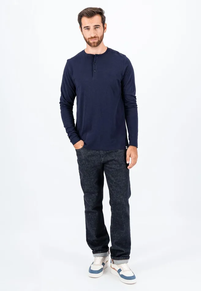 Sale Men FYNCHHATTON Henley Shirt Made Of Cotton Navywhite
