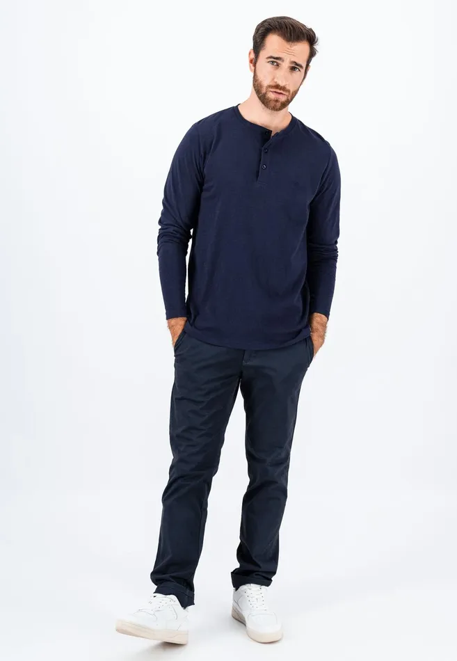 Sale Men FYNCHHATTON Henley Shirt Made Of Cotton Navywhite