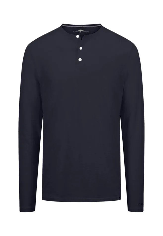 Sale Men FYNCHHATTON Henley Shirt Made Of Cotton Navywhite