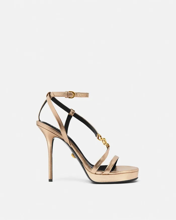 Sandals Women Versace Medusa 03995 Metallic Sandals 115 Mm Gold