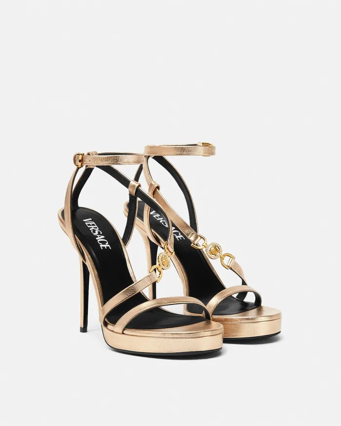 Sandals Women Versace Medusa 03995 Metallic Sandals 115 Mm Gold