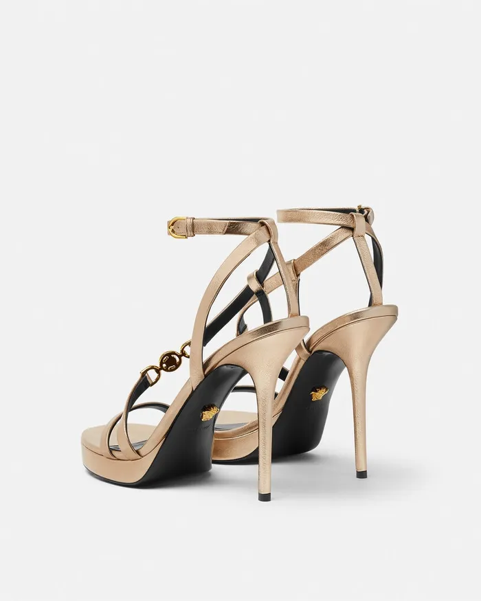 Sandals Women Versace Medusa 03995 Metallic Sandals 115 Mm Gold