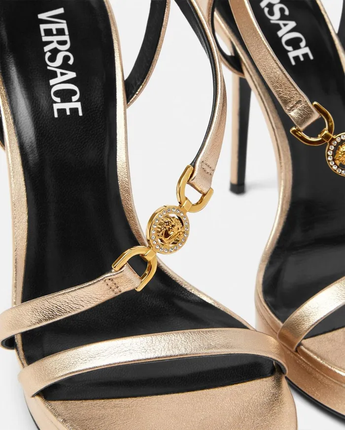 Sandals Women Versace Medusa 03995 Metallic Sandals 115 Mm Gold