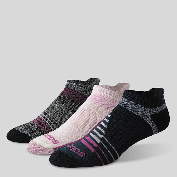 Saucony Inferno Merino Wool Blend No Show 3Pack Sock Pink MenWomen Socks
