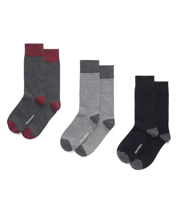 Savile Row Company Black Combed CottonBlend Three Pack Assorted Socks Men Socks