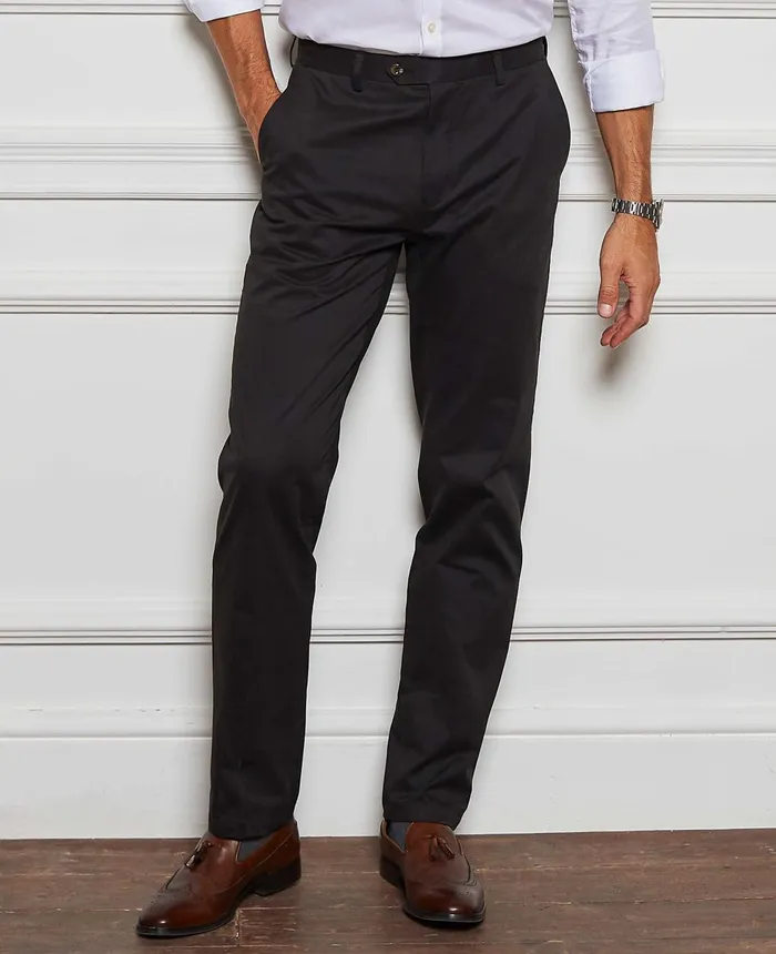 Savile Row Company Black Stretch Cotton Classic Fit Flat Front Chinos Black Men Chinos And Shorts Savile Row Company Black Stretch Cotton Classic Fit Flat Front Chinos Black Men Chinos And Shorts