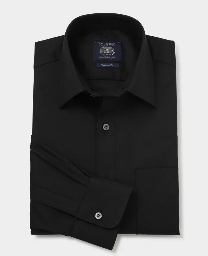 Savile Row Company Black Stretch Cotton Classic Fit Formal Shirt 8211 Single Cuff Men Formal Shirts Savile Row Company Black Stretch Cotton Classic Fit Formal Shirt 8211 Single Cuff Men Formal Shirts