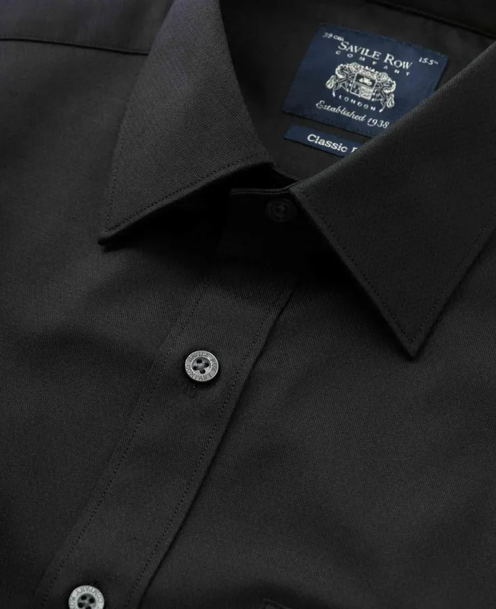 Savile Row Company Black Stretch Cotton Classic Fit Formal Shirt 8211 Single Cuff Men Formal Shirts Savile Row Company Black Stretch Cotton Classic Fit Formal Shirt 8211 Single Cuff Men Formal Shirts