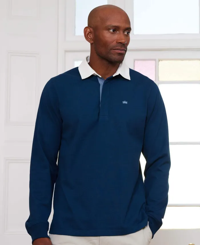 Savile Row Company Blue Heavyweight Cotton Jersey Rugby Shirt Men Rugby Shirts Savile Row Company Blue Heavyweight Cotton Jersey Rugby Shirt Men Rugby Shirts