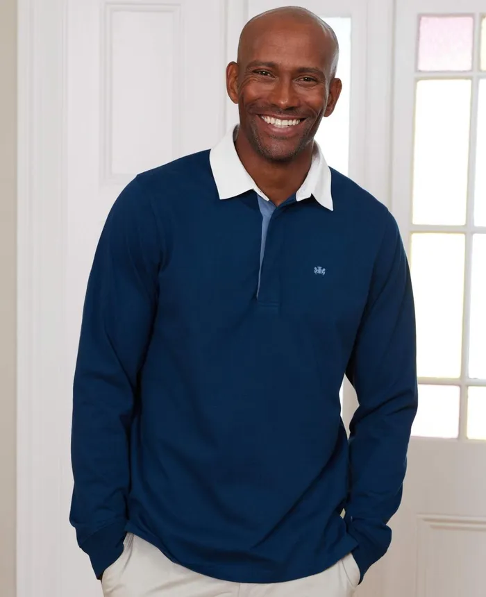 Savile Row Company Blue Heavyweight Cotton Jersey Rugby Shirt Men Rugby Shirts Savile Row Company Blue Heavyweight Cotton Jersey Rugby Shirt Men Rugby Shirts