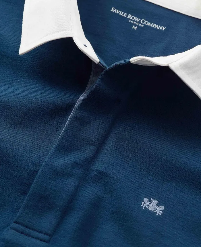 Savile Row Company Blue Heavyweight Cotton Jersey Rugby Shirt Men Rugby Shirts Savile Row Company Blue Heavyweight Cotton Jersey Rugby Shirt Men Rugby Shirts