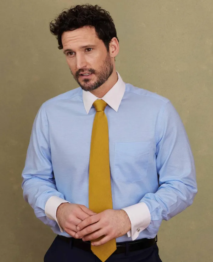 Savile Row Company Blue Textured Cotton Puppytooth Classic Fit Winchester Formal Shirt 8211 Double Cuff Blue Puppytooth Men Formal Shirts Savile Row Company Blue Textured Cotton Puppytooth Classic Fit Winchester Formal Shirt 8211 Double Cuff Blue Puppytooth Men Formal Shirts