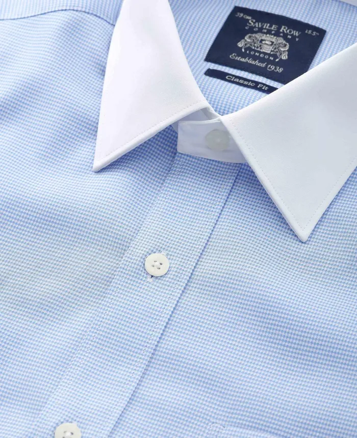 Savile Row Company Blue Textured Cotton Puppytooth Classic Fit Winchester Formal Shirt 8211 Double Cuff Blue Puppytooth Men Formal Shirts Savile Row Company Blue Textured Cotton Puppytooth Classic Fit Winchester Formal Shirt 8211 Double Cuff Blue Puppytooth Men Formal Shirts