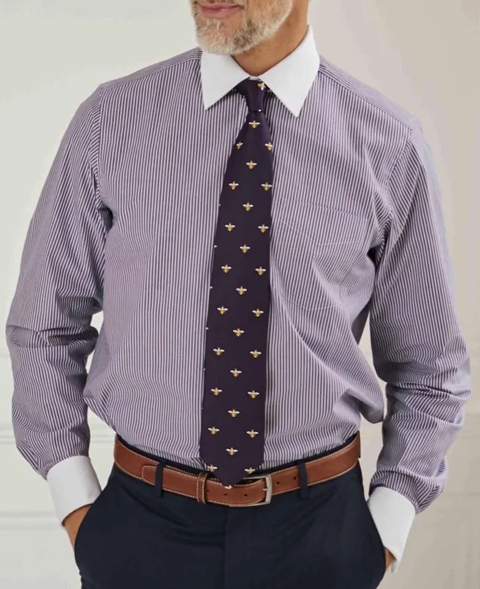 Savile Row Company Dark Navy White Stripe Cotton Poplin Classic Fit Formal Shirt 8211 Double White Cuff and White Collar Men Formal Shirts Savile Row Company Dark Navy White Stripe Cotton Poplin Classic Fit Formal Shirt 8211 Double White Cuff and White Collar Men Formal Shirts
