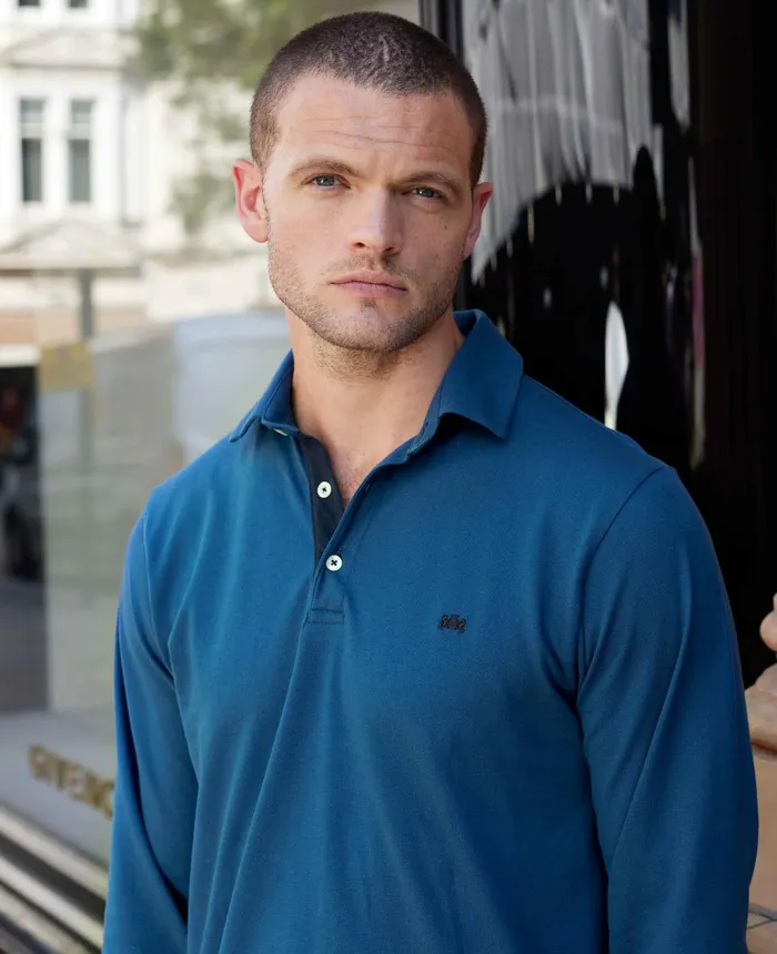 Savile Row Company Denim Blue Long Sleeve Polo Shirt Denim Blue Men Polo Shirts Savile Row Company Denim Blue Long Sleeve Polo Shirt Denim Blue Men Polo Shirts