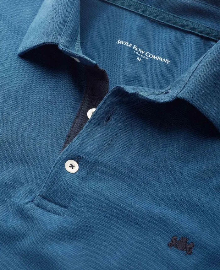 Savile Row Company Denim Blue Long Sleeve Polo Shirt Denim Blue Men Polo Shirts Savile Row Company Denim Blue Long Sleeve Polo Shirt Denim Blue Men Polo Shirts