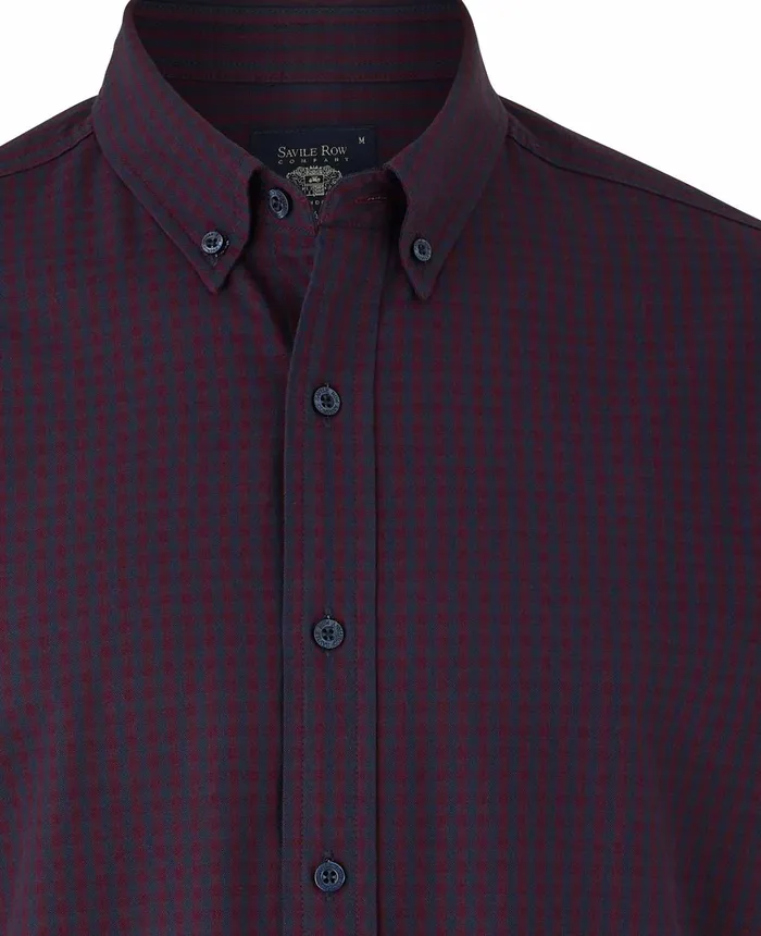 Savile Row Company Navy Maroon Slim Fit Gingham Oxford Shirt Burgundy Check Men Casual Shirts Savile Row Company Navy Maroon Slim Fit Gingham Oxford Shirt Burgundy Check Men Casual Shirts