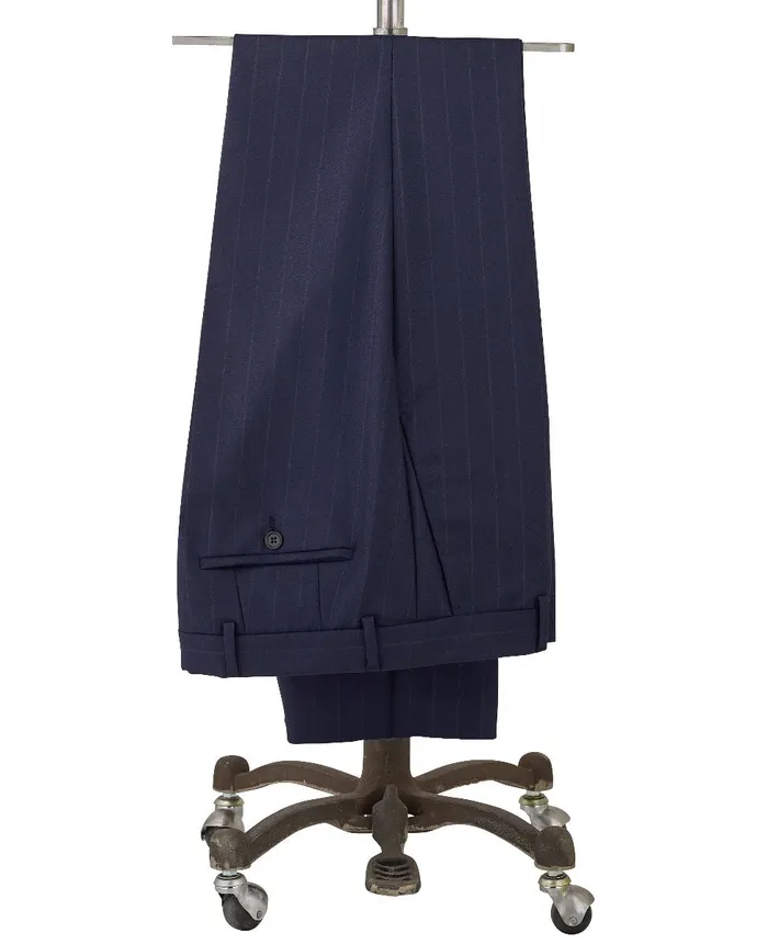 Savile Row Company Navy Stripe Tailored Suit Trousers Men Suit Trousers