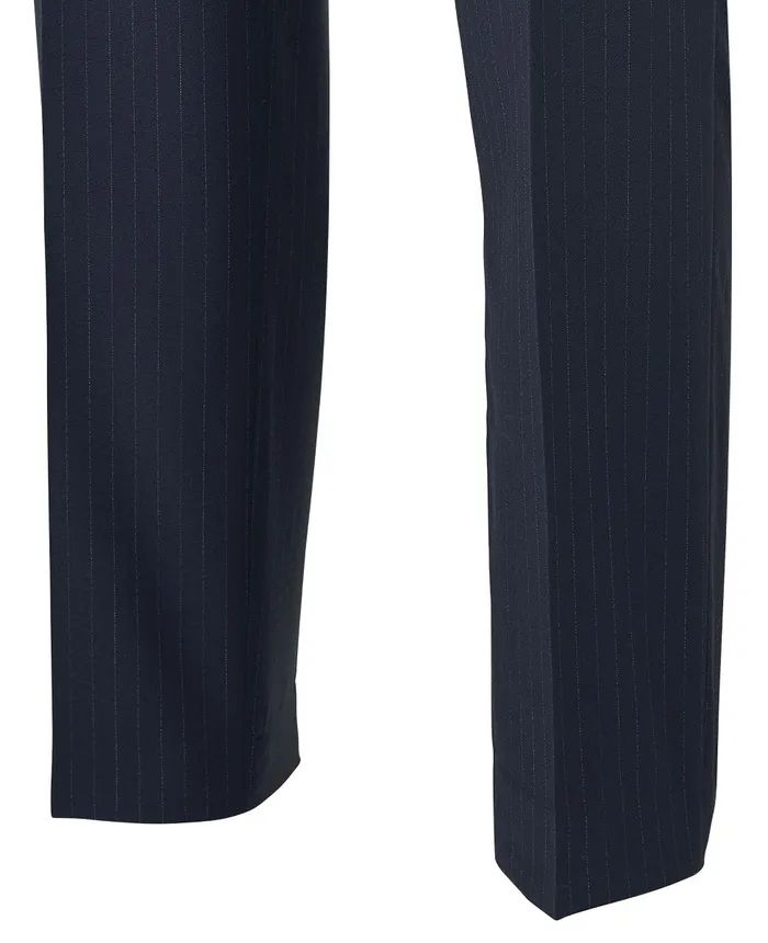 Savile Row Company Navy Stripe Tailored Suit Trousers Men Suit Trousers