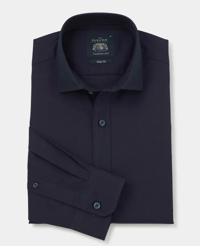 Savile Row Company Navy Twill Slim Fit Smart Casual Shirt 8211 Single Cuff Men Casual Shirts Savile Row Company Navy Twill Slim Fit Smart Casual Shirt 8211 Single Cuff Men Casual Shirts