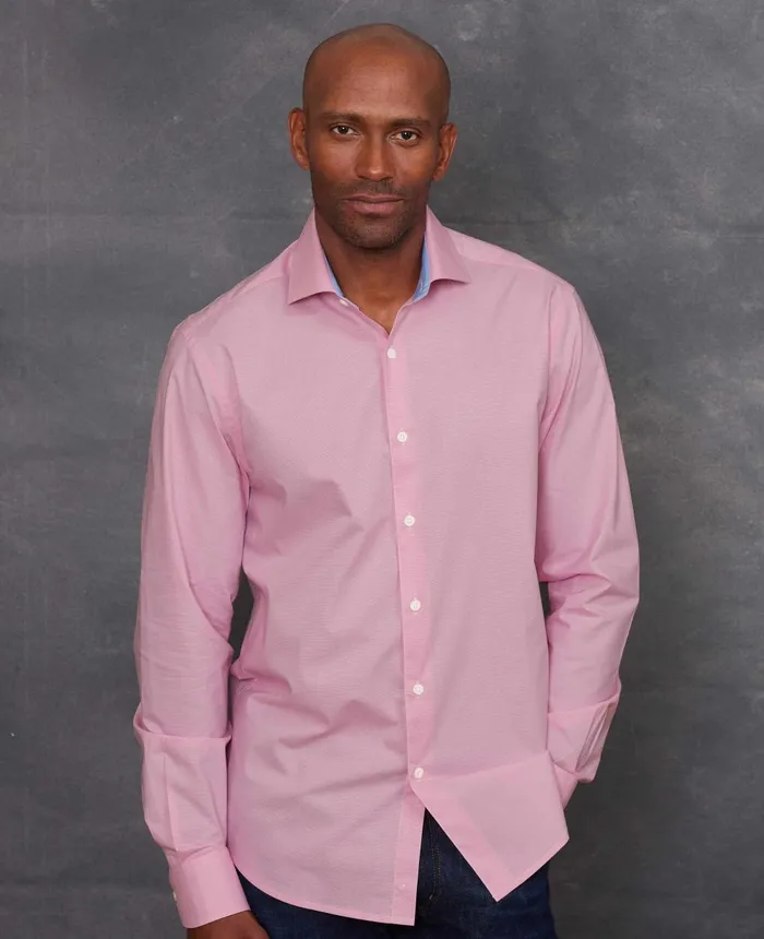 Savile Row Company Pink Cotton Dobby Slim Fit SmartCasual Shirt 8211 Single Cuff Pink Micro Check Men Casual Shirts Savile Row Company Pink Cotton Dobby Slim Fit SmartCasual Shirt 8211 Single Cuff Pink Micro Check Men Casual Shirts