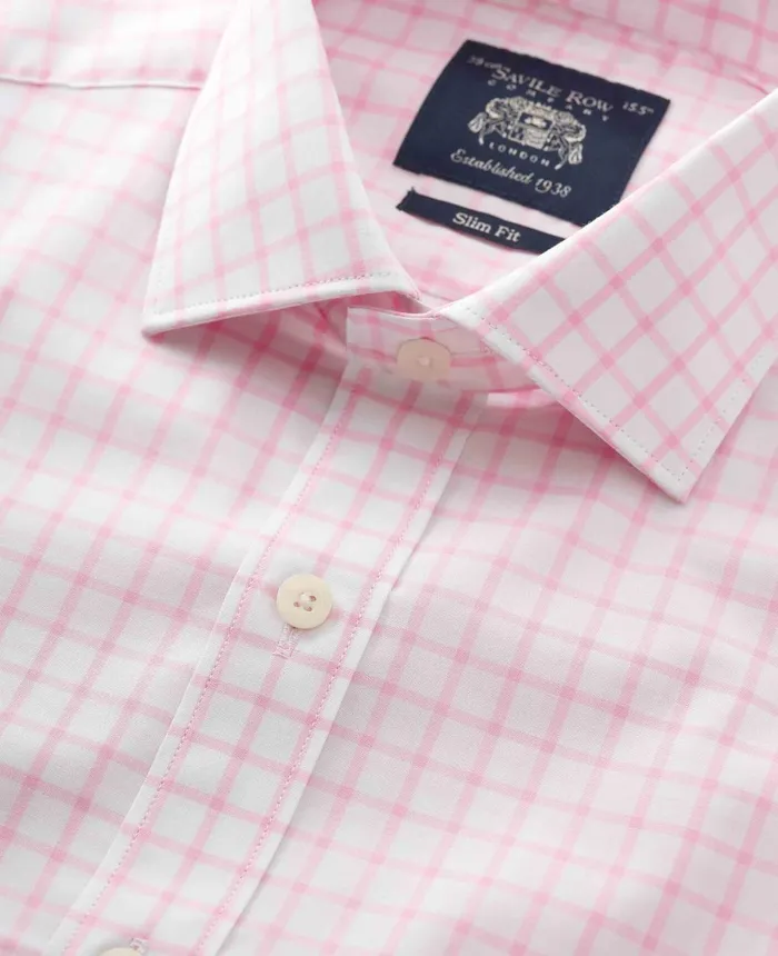 Savile Row Company Pink White Check Slim Fit Shirt 8211 Double Cuff Pink Check Men Formal Shirts Savile Row Company Pink White Check Slim Fit Shirt 8211 Double Cuff Pink Check Men Formal Shirts