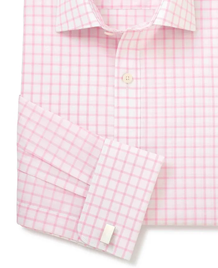 Savile Row Company Pink White Check Slim Fit Shirt 8211 Double Cuff Pink Check Men Formal Shirts Savile Row Company Pink White Check Slim Fit Shirt 8211 Double Cuff Pink Check Men Formal Shirts