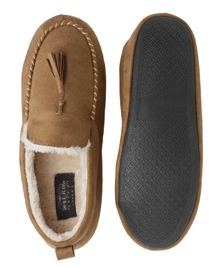 Savile Row Company Tan Microsuede Moccasin Slippers Tan Men Slippers