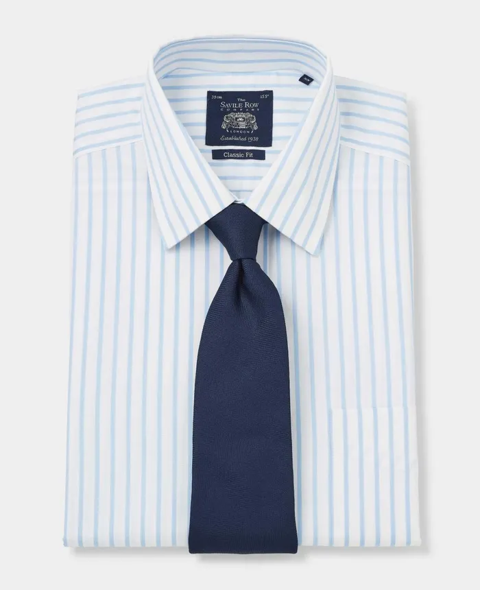 Savile Row Company White Sky Blue Stripe Classic Fit NonIron Shirt 8211 Single Cuff Men NonIron Shirts Savile Row Company White Sky Blue Stripe Classic Fit NonIron Shirt 8211 Single Cuff Men NonIron Shirts