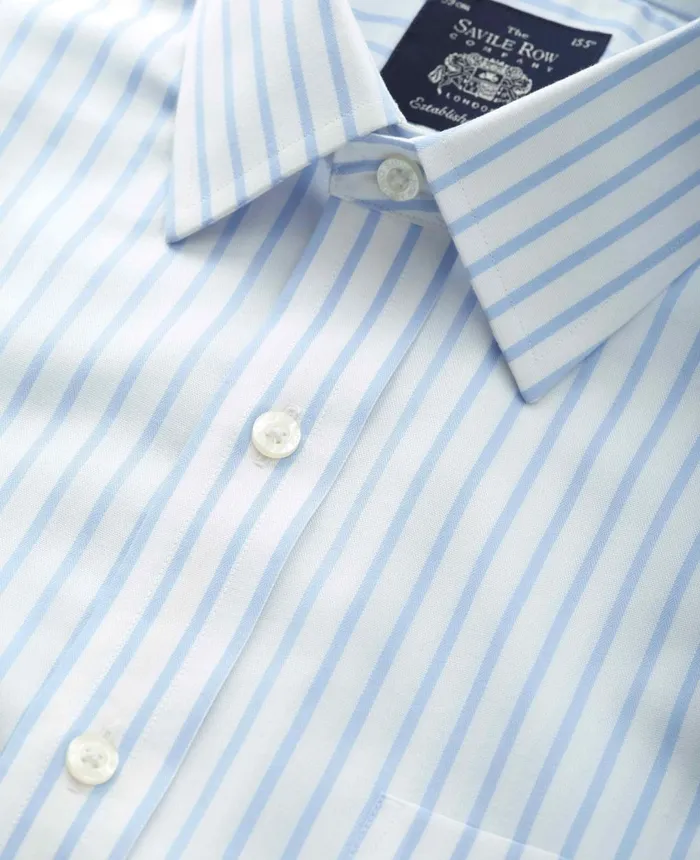 Savile Row Company White Sky Blue Stripe Classic Fit NonIron Shirt 8211 Single Cuff Men NonIron Shirts Savile Row Company White Sky Blue Stripe Classic Fit NonIron Shirt 8211 Single Cuff Men NonIron Shirts