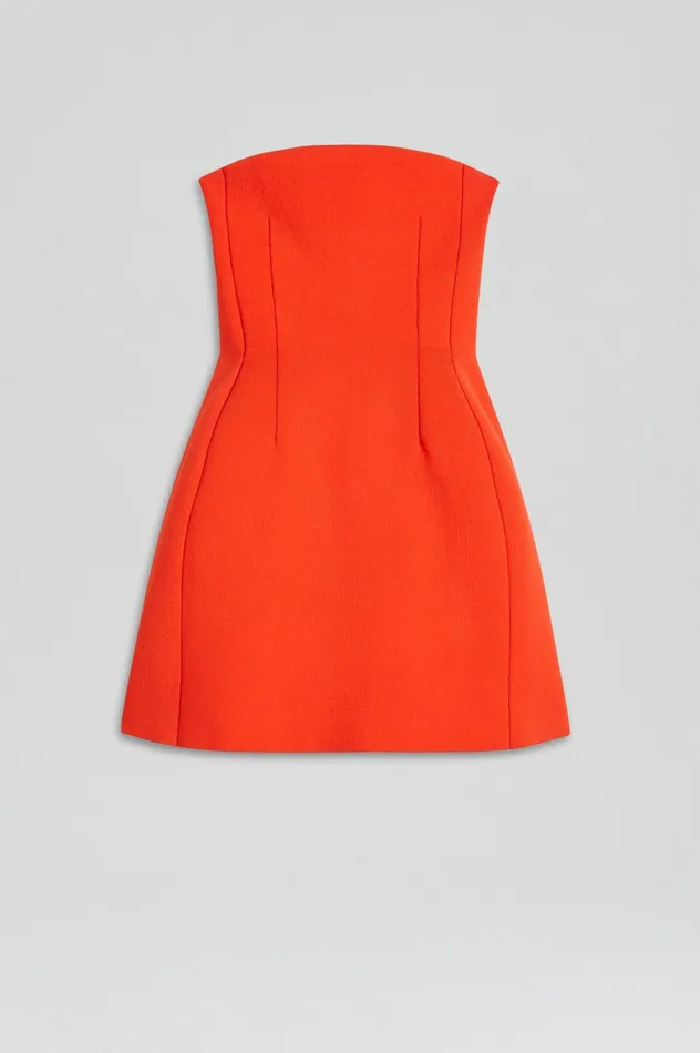 Scanlan Theodore CREPE KNIT PEPLUM STRAPLESS DRESS CRAYON Women Dresses Scanlan Theodore CREPE KNIT PEPLUM STRAPLESS DRESS CRAYON Women Dresses