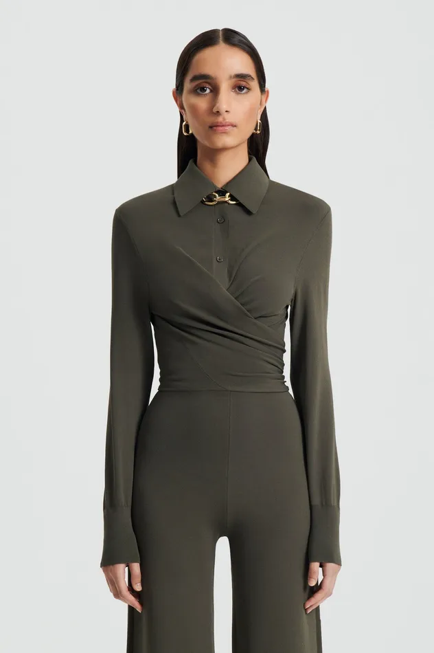 Scanlan Theodore MICRO CREPE WRAP SHIRT SAFARI Women Tops Scanlan Theodore MICRO CREPE WRAP SHIRT SAFARI Women Tops