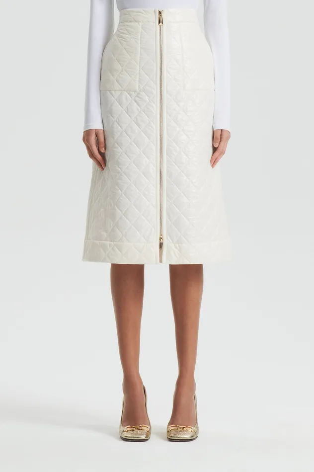 Scanlan Theodore Skirts Women QUILTED SKIRT WHITE Scanlan Theodore Skirts Women QUILTED SKIRT WHITE