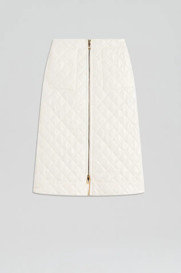 Scanlan Theodore Skirts Women QUILTED SKIRT WHITE Scanlan Theodore Skirts Women QUILTED SKIRT WHITE