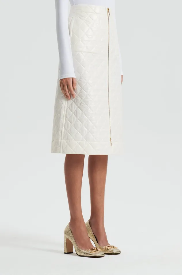 Scanlan Theodore Skirts Women QUILTED SKIRT WHITE Scanlan Theodore Skirts Women QUILTED SKIRT WHITE