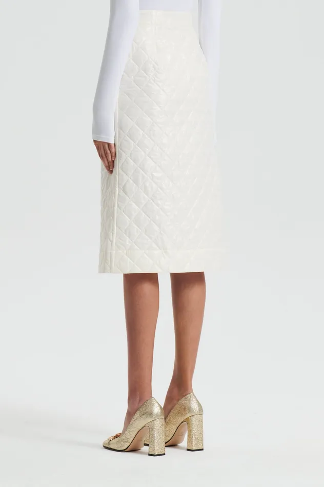 Scanlan Theodore Skirts Women QUILTED SKIRT WHITE Scanlan Theodore Skirts Women QUILTED SKIRT WHITE