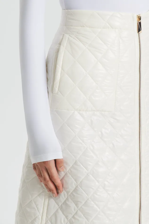 Scanlan Theodore Skirts Women QUILTED SKIRT WHITE Scanlan Theodore Skirts Women QUILTED SKIRT WHITE