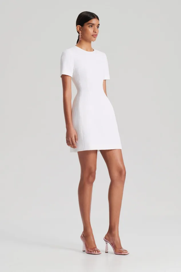 Scanlan Theodore STRETCH REPTILE MINI DRESS WHITE Women Dresses Scanlan Theodore STRETCH REPTILE MINI DRESS WHITE Women Dresses