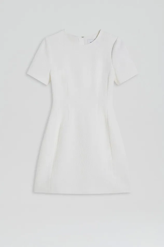 Scanlan Theodore STRETCH REPTILE MINI DRESS WHITE Women Dresses Scanlan Theodore STRETCH REPTILE MINI DRESS WHITE Women Dresses