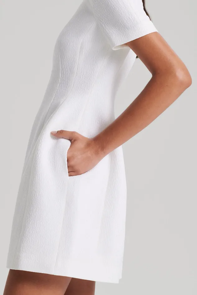 Scanlan Theodore STRETCH REPTILE MINI DRESS WHITE Women Dresses Scanlan Theodore STRETCH REPTILE MINI DRESS WHITE Women Dresses