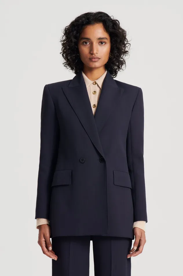 Scanlan Theodore TAILORED DRAPE JACKET NAVY Women Jackets Scanlan Theodore TAILORED DRAPE JACKET NAVY Women Jackets