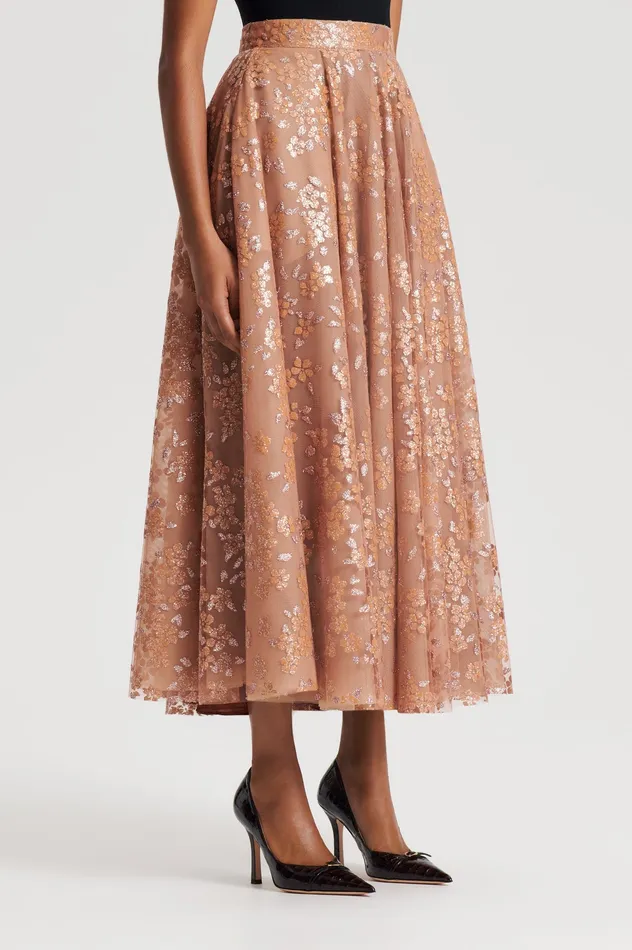 Scanlan Theodore TINSEL FLORAL SKIRT SPICE Women Skirts Scanlan Theodore TINSEL FLORAL SKIRT SPICE Women Skirts
