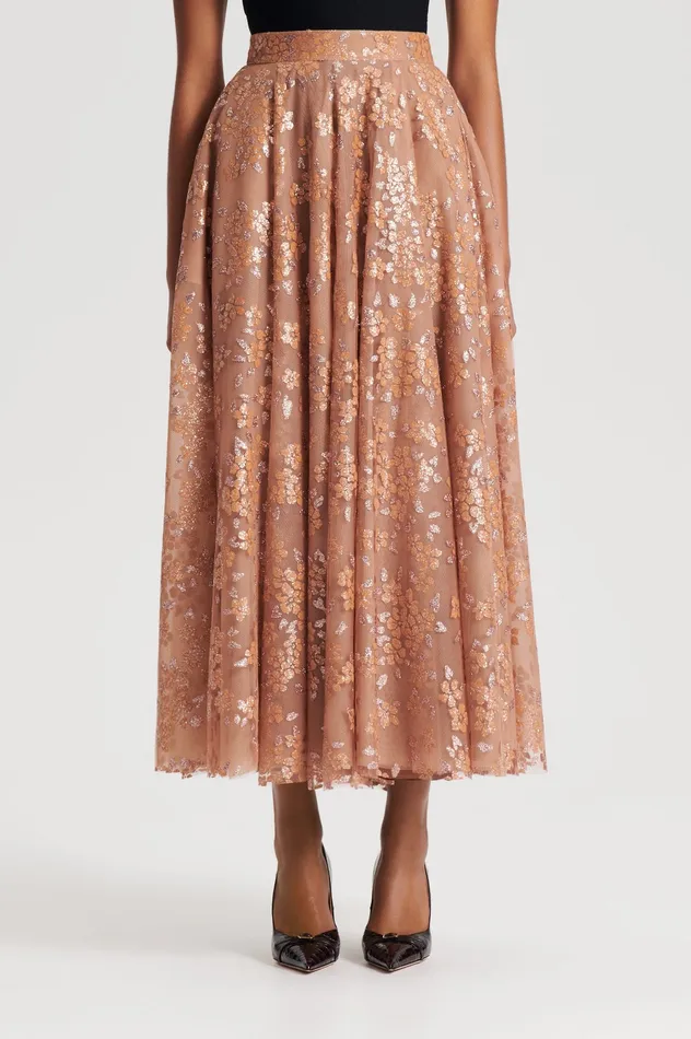 Scanlan Theodore TINSEL FLORAL SKIRT SPICE Women Skirts Scanlan Theodore TINSEL FLORAL SKIRT SPICE Women Skirts