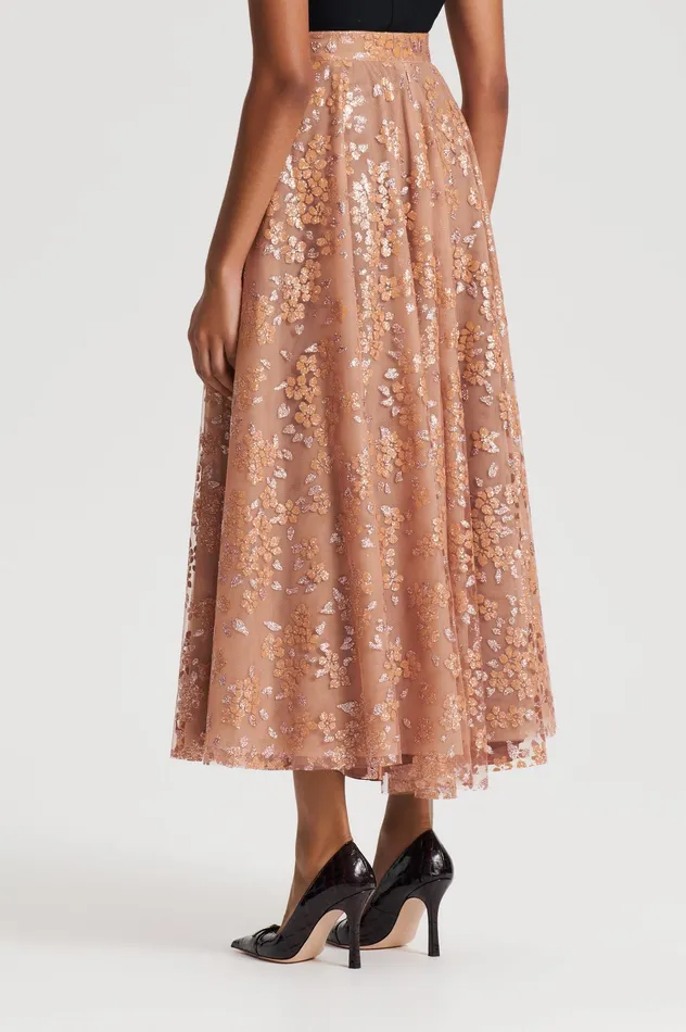 Scanlan Theodore TINSEL FLORAL SKIRT SPICE Women Skirts Scanlan Theodore TINSEL FLORAL SKIRT SPICE Women Skirts