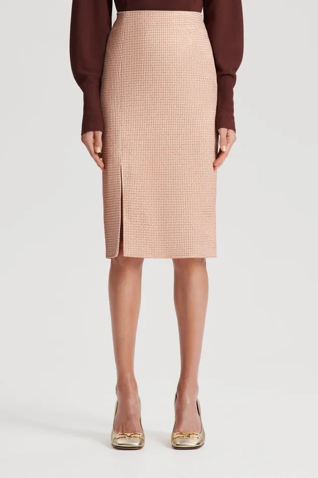 Scanlan Theodore TINSEL GINGHAM SKIRT ROSEGOLD Women Skirts Scanlan Theodore TINSEL GINGHAM SKIRT ROSEGOLD Women Skirts